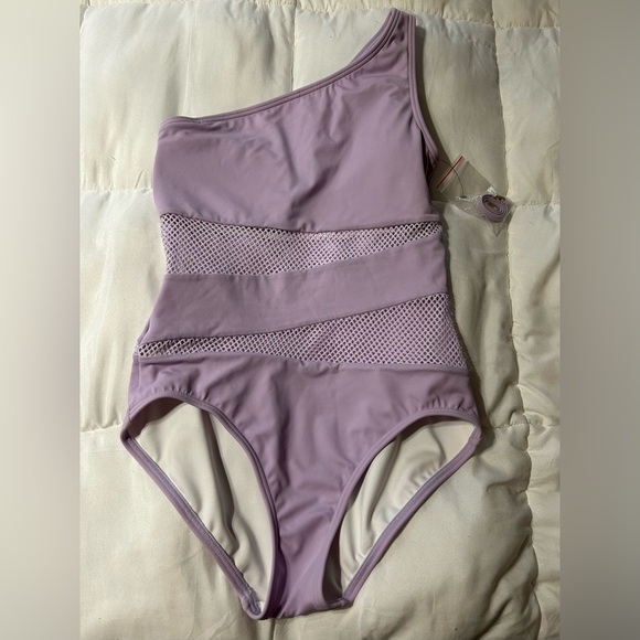 Carmen Marc Valvo Mesh Cut Out One shoulder One piece swimsuit - Picture 3 of 7